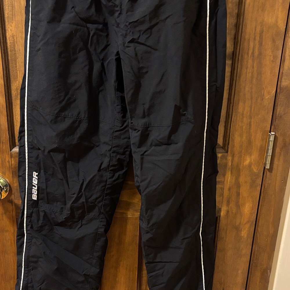 Bauer Black Sports Pants with White Stripes